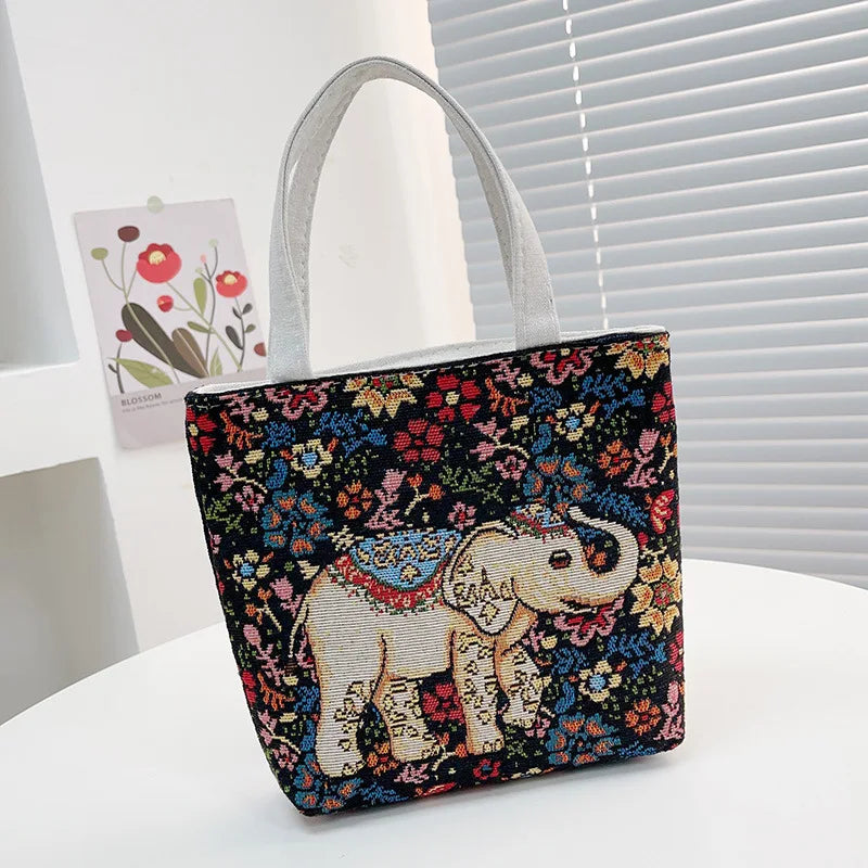 Boho Embroidered Tote: Vintage Chic Canvas Bag