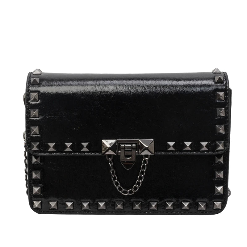 Rogue Edge Punk Chain Flap Crossbody Bag