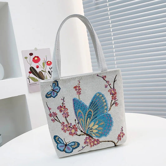 Boho Embroidered Tote: Vintage Chic Canvas Bag