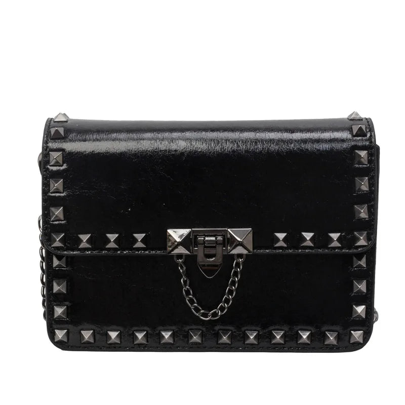 Rogue Edge Punk Chain Flap Crossbody Bag