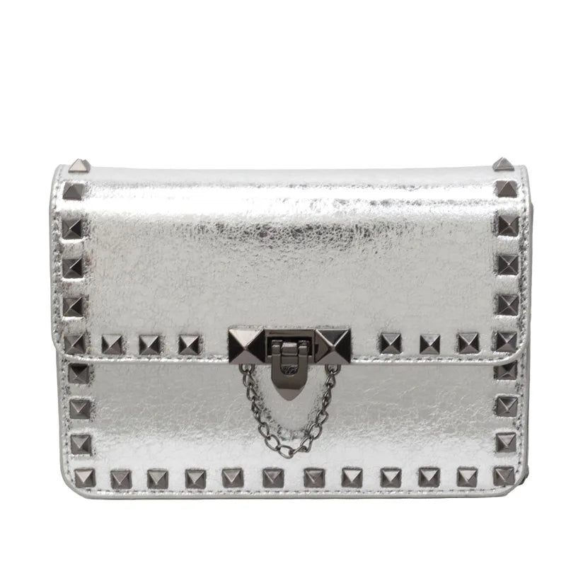 Rogue Edge Punk Chain Flap Crossbody Bag